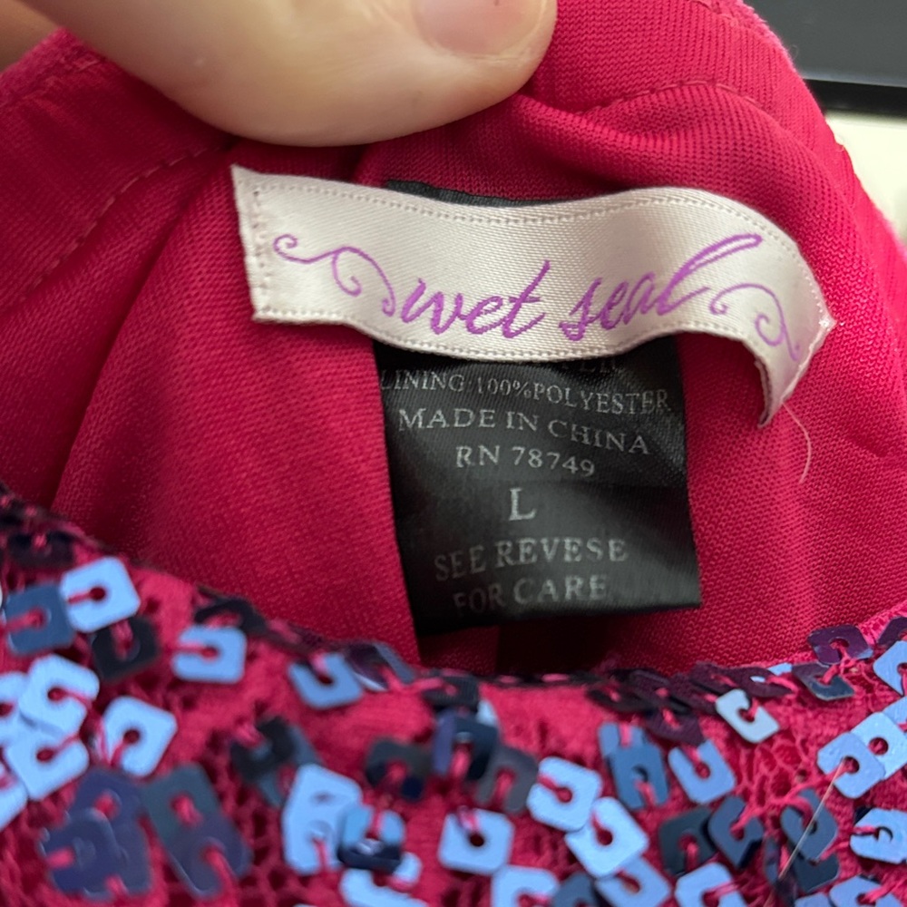 Wet Seal Pink and Blue Sequin Top - Picture 2 of 4